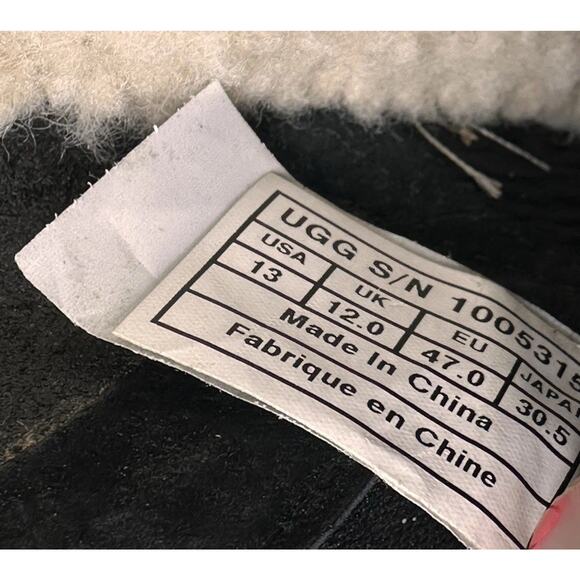 Ugg Men’s Kilian Slip On Sneaker Sz 13 Charcoal Black Leather Suede Wool Lined - Picture 9 of 15